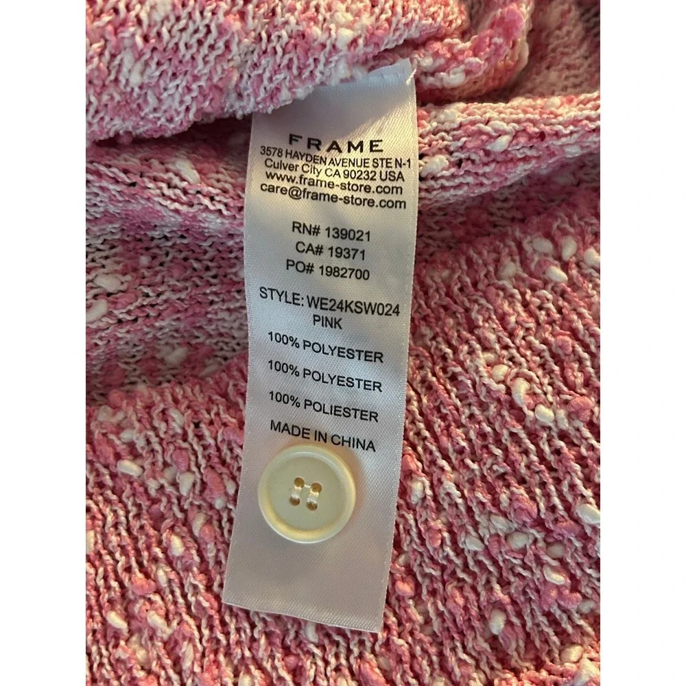 FRAME Pink Boucle Button Shoulder Sweater WE24KSW024 Womens Small S (1217)